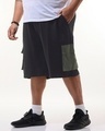 Shop Men's Black Oversized Color Block Plus Size Cargo Shorts-Front