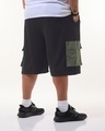 Shop Men's Black Oversized Color Block Plus Size Cargo Shorts-Design