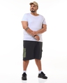 Shop Men's Black Oversized Color Block Plus Size Cargo Shorts-Full