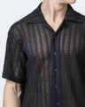 Shop Men's Black Oversized Crochet Shirt-Full
