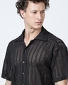 Shop Men's Black Oversized Crochet Shirt