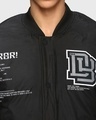Shop Men's Black Error Typography Oversized Bomber Jacket
