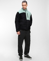 Shop Men's Black & Sage Color Block Oversized Puffer Jacket-Full