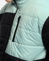 Shop Men's Black & Sage Color Block Oversized Puffer Jacket