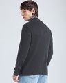 Shop Men's Black Textured Oversized Acid Wash Zipper Sweater-Full