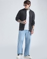 Shop Men's Black Textured Oversized Acid Wash Zipper Sweater