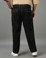 Shop Men's Black Oversized Plus Size Cargo Pants-Full
