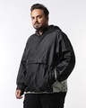 Shop Men's Black & Green Color Block Oversized Plus Size Windcheater Jacket-Design