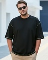 Shop Men's Black Oversized Plus Size T-shirt-Front