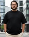 Shop Men's Black Oversized Plus Size T-shirt-Front