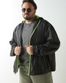 Shop Men's Black Oversized Plus Size Windcheater Jacket-Front