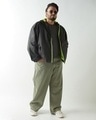 Shop Men's Black Oversized Plus Size Windcheater Jacket