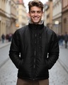 Shop Men's Black Oversized Puffer Jacket-Front