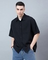 Shop Men's Black Oversized Shirt-Front