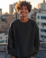 Shop Men's Black Oversized Sweatshirt-Front