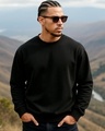 Shop Men's Black Oversized Sweatshirt-Front