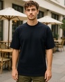 Shop Men's Black Oversized T-shirt-Front
