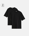 Shop Pack of 2 Men's Black Oversized T-shirt-Front