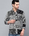 Shop Men's Black Paisley Printed Slim Fit Shirt-Front