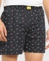 Shop Men's Black Paperplanes All Over Printed Boxers-Front