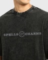 Shop Men's Black Patronum Graphic Printed Oversized Acid Wash T-shirt