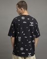 Shop Men's Black Peace Out All Over Printed Oversized T-shirt-Full