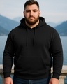Shop Men's Black Plus Size Hoodies-Front