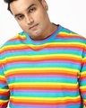 Shop Men's Pride Multicolor Striped Loose Fit Plus Size T-shirt