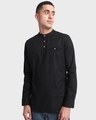 Shop Men's Black Plus Size Relaxed Fit Festive Short Kurta-Front