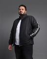 Shop Men's Black Plus Size Typography Puffer Jacket-Front