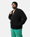 Shop Men's Black Plus Size Zipper Sweatshirt-Front