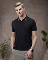 Shop Men's Black Polo T-shirt-Front
