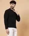 Shop Men's Black Waffle Knitted Polo T-Shirt-Design