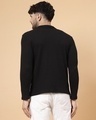 Shop Men's Black Waffle Knitted Polo T-Shirt-Full