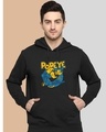 Shop Men's Black Popeye Graphic Printed Hoodie-Front