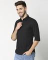 Shop Men's Black Poplin Lycra Slim Fit Casual Shirt-Design