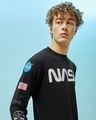 Shop Men's Black NASA Badge Graphic Printed Oversized Co-ordinates-Full