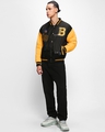 Shop Men's Black Printed Contrast Sleeve Oversized Bomber Jacket-Full