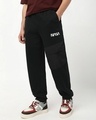 Shop Men's Black NASA Typography Oversized Cargo Joggers-Front
