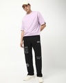 Shop Men's Black Batman Graphic Printed Oversized Track Pants-Full