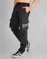 Shop Men's Black Printed Relaxed Fit Cargo Parachute Pants-Front