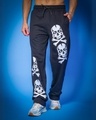 Shop Men's Black Printed Relaxed Fit Trackpants-Front