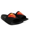 Shop Men's Black Printed Sliders-Front