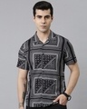 Shop Men's Black Printed Slim Fit Shirt-Front