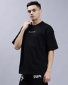 Shop Men's Black Pulsating Rhythms Reflective Printed Oversized T-shirt-Full