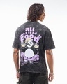 Shop Men's Black Punch For Lunch Graphic Printed Oversized Acid Wash T-shirt-Full