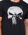 Shop Men's Black Punisher Skull Marvel Official Graphic Printed Cotton T-shirt