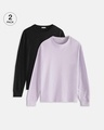Shop Pack of 2 Men's Black & Purple Oversized T-shirt-Front