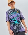 Shop Men's Black & Purple Sullivan Graphic Printed Tie & Dye Oversized T-shirt-Front