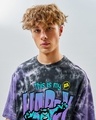 Shop Men's Black & Purple Sullivan Graphic Printed Tie & Dye Oversized T-shirt